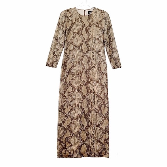 Linda Allard for Ellen Tracy Metallic Snakeskin Print Maxi Vintage Dress Size 10 - Picture 1 of 15